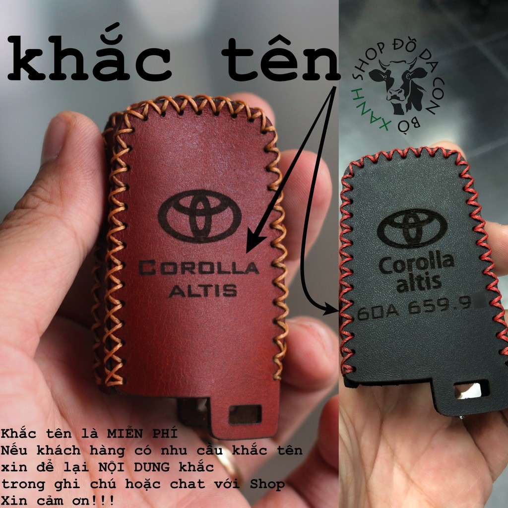 Bao da chìa khoá Toyota Altis 2019, Highlander, Camry 2017 handmade da thật 008