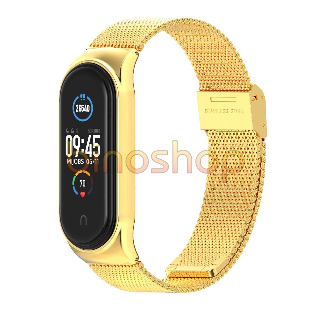 Dây đeo miband 6, miband 5 kim loại mắt lưới viền cong CS, dây đeo thay thế mi band 5, mi band 6 mắt lưới CS MIJOBS