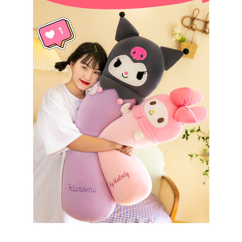 Gối Ôm Nhồi Bông Dáng Dài Kiểu Dáng Hoạt Hình Melody Kuromi Dễ Thương Cho Bé