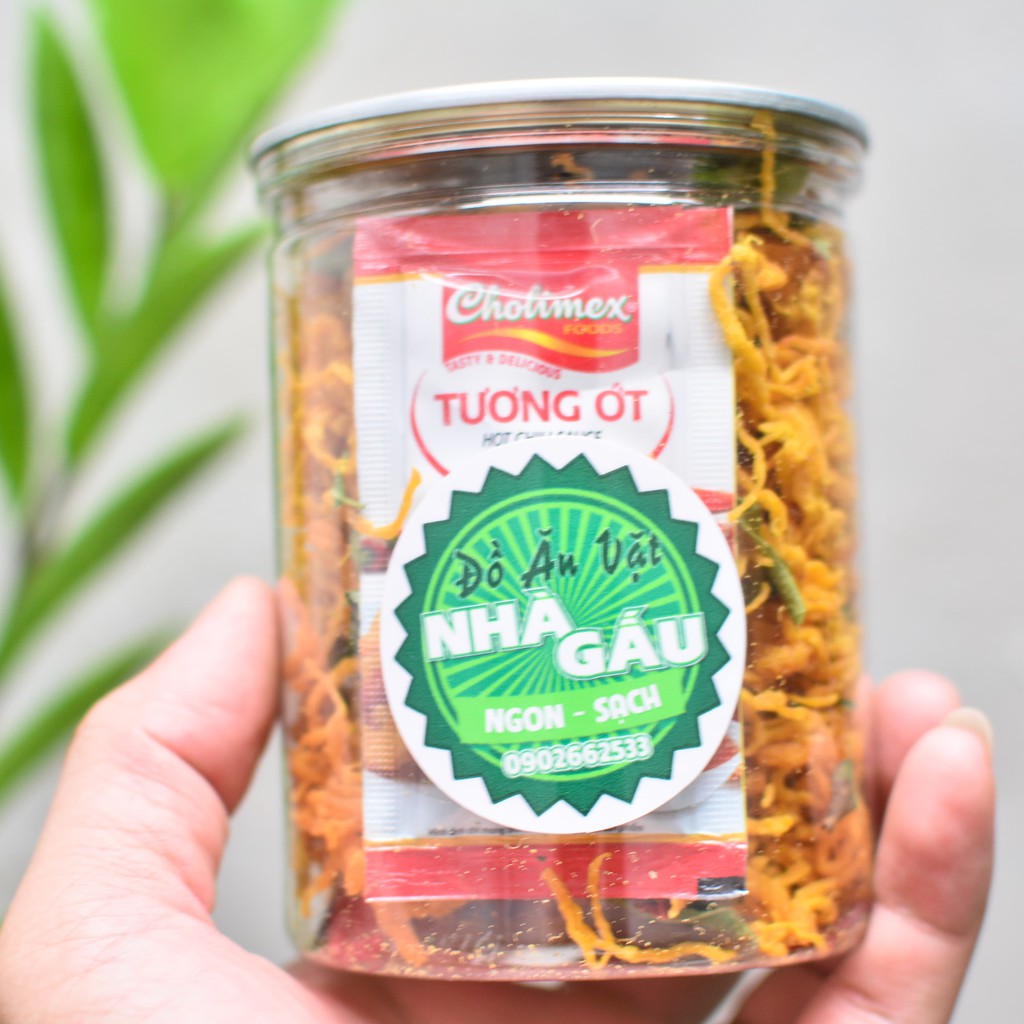 [Hủ 200g] Khô gà lá chanh loại ngon - Đồ ăn vặt Nhà Gấu