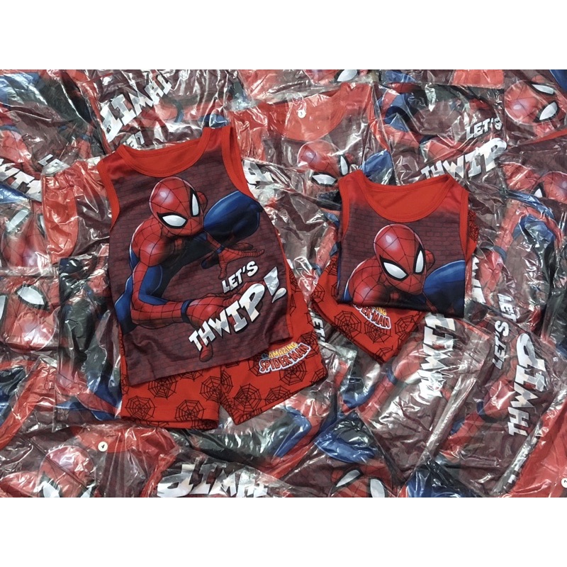 Set bộ ba lỗ Spiderman đỏ cho bé trai siêu đẹp, chất lạnh siêu đẹp, hàgg cao cấp chất cực đẹp