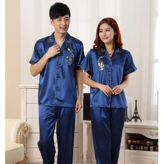Bộ Đồ Ngủ Tay Dài Bằng Lụa Satin Dành Cho Cặp Đôi