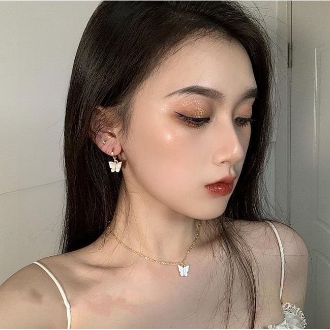 1 Pairs Fashion Bông Tai Hình Bướm Nhiều Màu Sắc Ngọt Ngào