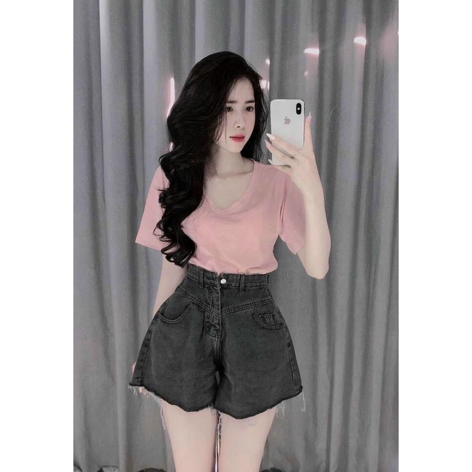 [VIDEO+FREESHIP ] QUẦN SHORT ĐÙI JEANS NỮ LƯNG CAO LAI TUA XÒE MÀU XANH NHẠT TRẮNG XÁM ĐENCÁ TÍNH HADI MẠNH MẼ
