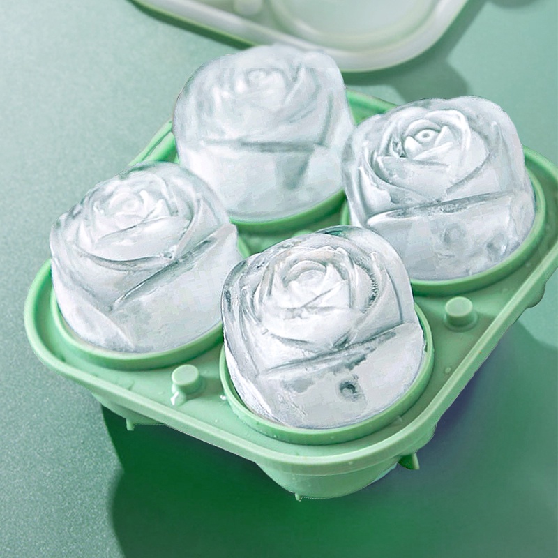 Khuôn Silicone Làm Đá Viên Hình Hoa Hồng Kèm Nắp Đậy Dễ Tháo Gỡ