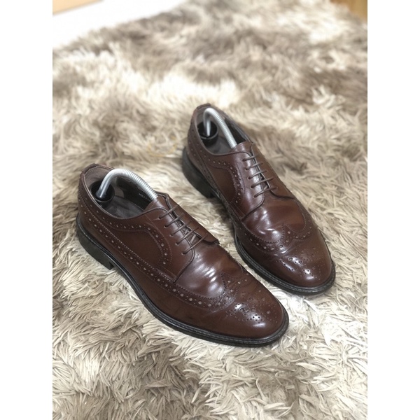 [Giày 2hand] [Size 43] [TonaShoe] Giày Tây Kiểu Dáng Wingtips Màu Đỏ Mận Da Bóng