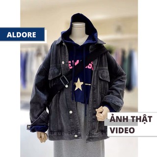 Áo Khoác Jean Nữ Dáng Rộng Unisex