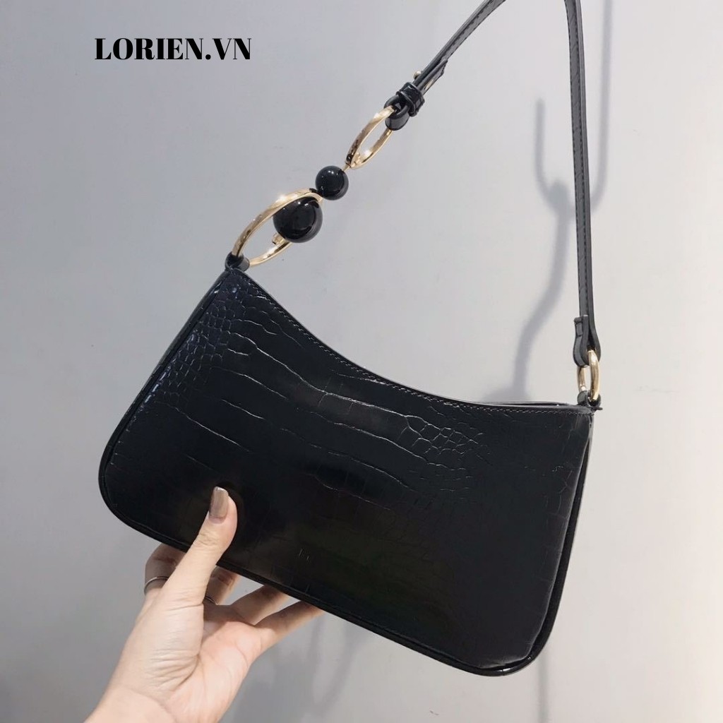 Túi kẹp nách nữ da vân cá sấu loại 1 - LORIEN - Túi xách nữ quai ngọc size 21 Da mềm kẹp nách tiêu thư hàn quốc đẹp | BigBuy360 - bigbuy360.vn