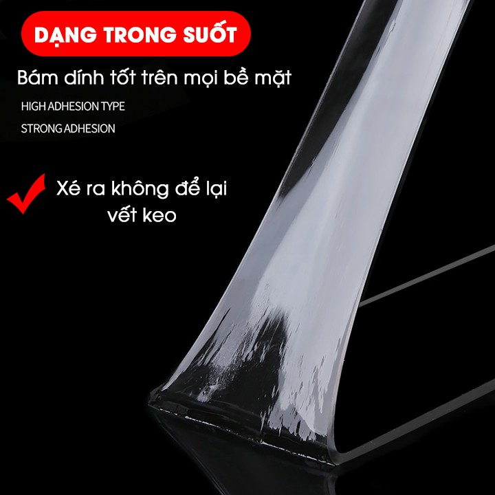 Băng Dính 2 Mặt Trong Suốt Cuộn 3 Mét, Băng Keo Siêu Dính Nano Đa Năng Sử Dụng Được Trên Nhiều Bề Mặt