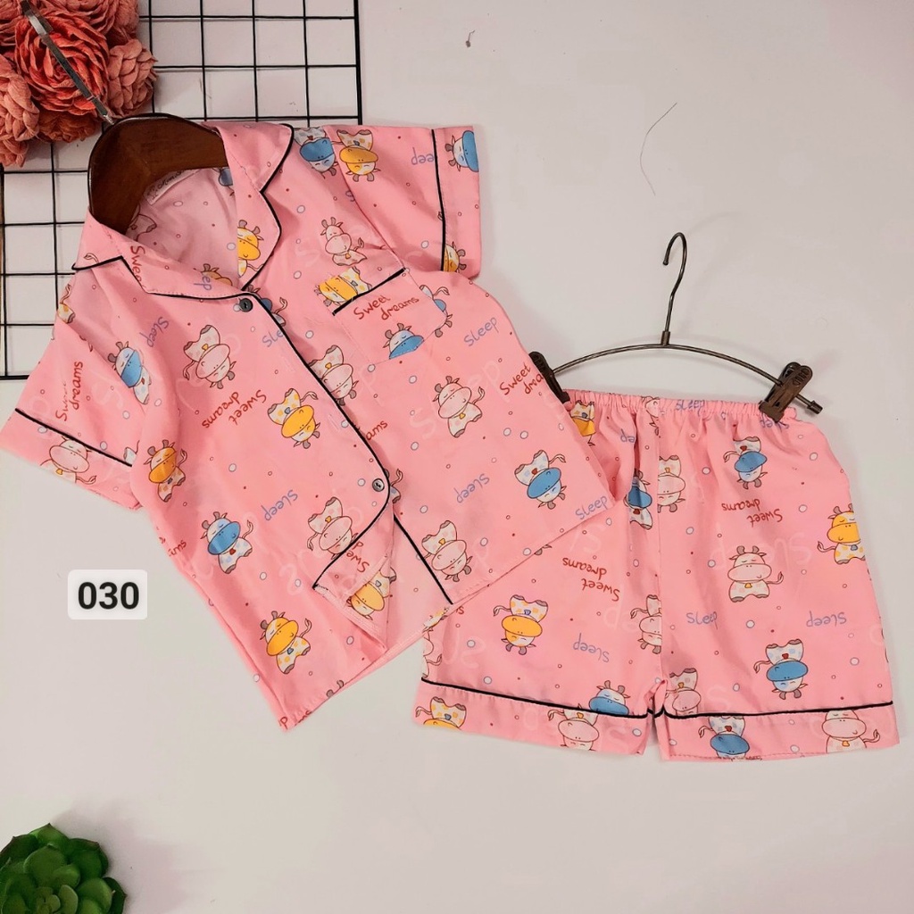 11-45kg Bộ pijama tay ngắn bé gái lụa Hàn cao cấp 030