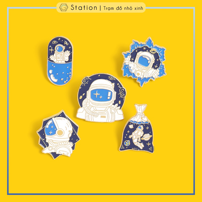 Pin cài áo chủ đề vũ trụ/ phi hành gia/ cá voi ver3 - GC404