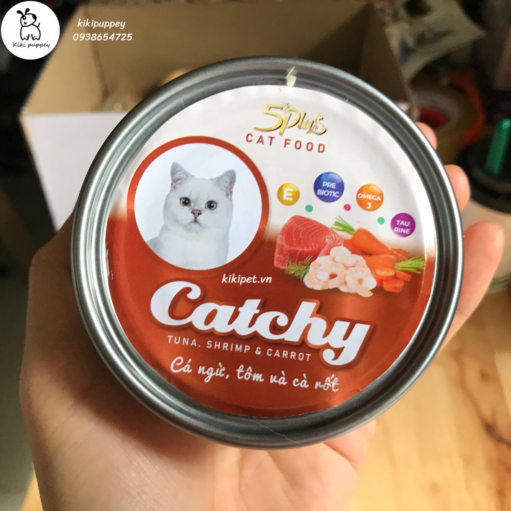 Pate mèo cá ngừ, gà trong thạch Catchy 170g, lon lớn