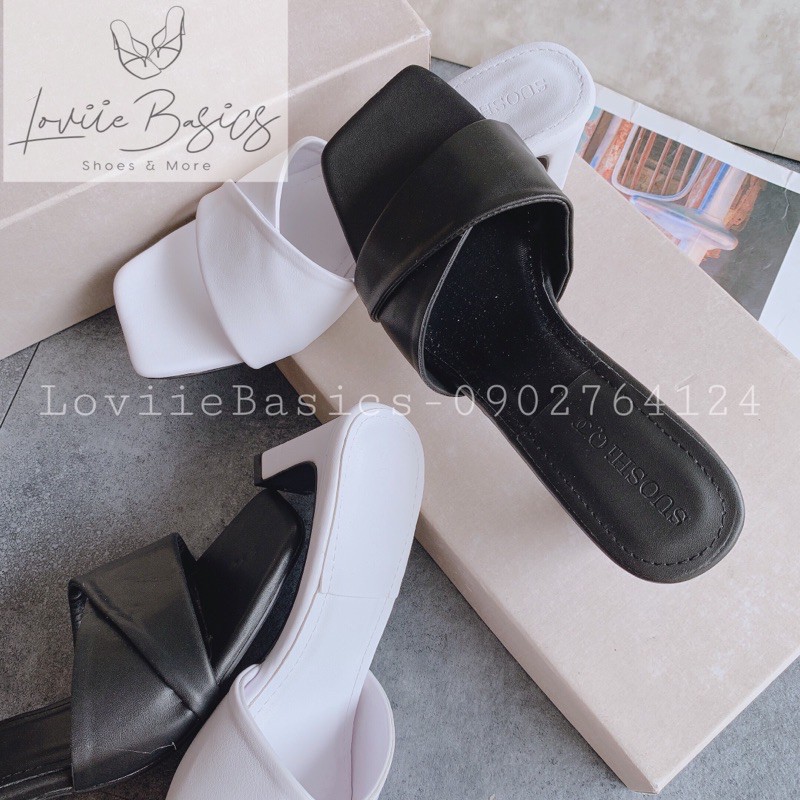 LOVIIEBASICS - DÉP CAO GÓT 5P ĐẾ VUÔNG QUAI NGANG - DÉP GUỐC NỮ 5CM QUAI NGANG - DÉP GUỐC NỮ GÓT VUÔNG 5CM D200802