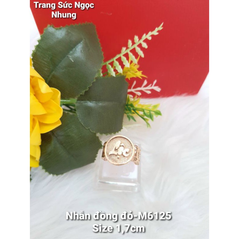 Nhẫn đồng đỏ kim tiền chữ Lộc-M6