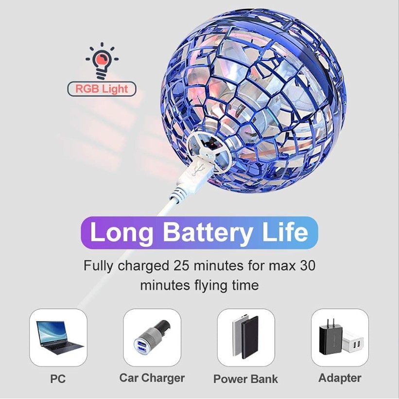 Đồ Chơi Bay Orb Xoay 360 Độ° Boomerang Đèn LED RGB-LED Có Thể Xoay Được