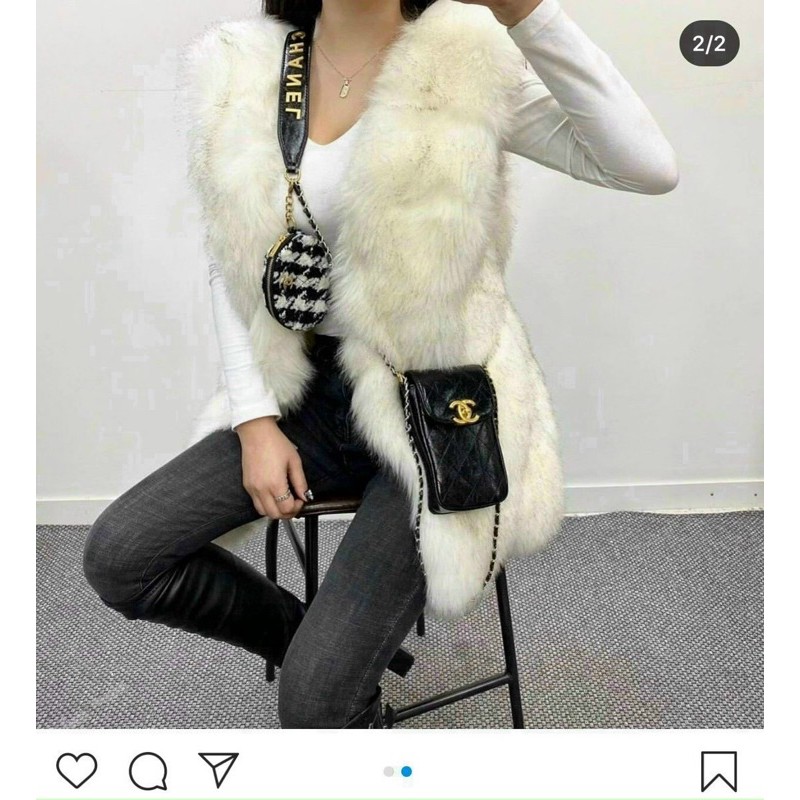 -Set túi điện thoại kèm ví  Chaniel phone bag -túi đen kèm ví caro sang chảnh