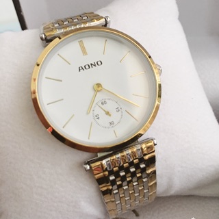 Đồng hồ nam Aono dây demi trắng vàng