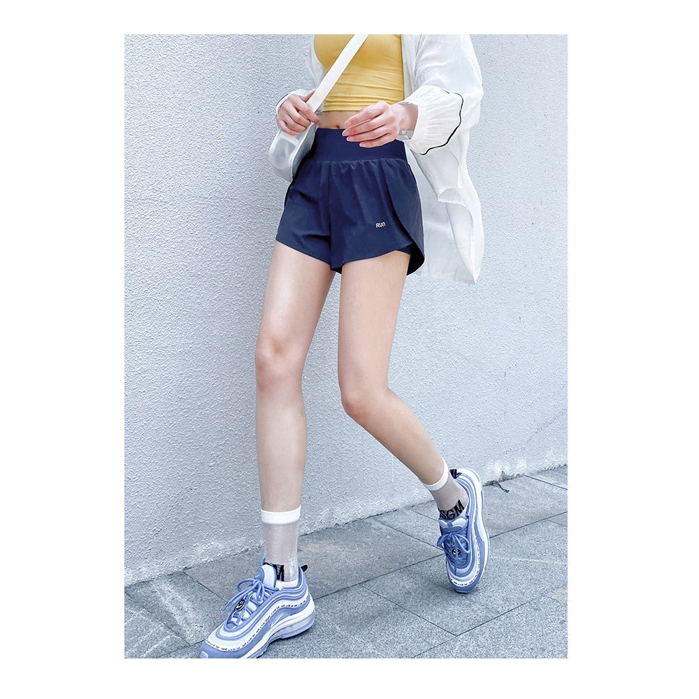 Quần đùi 2 lớp tập gym, cạp lưng cao, tập yoga aerobic zumba chạy bộ, nhanh khô thấm hút mồ hôi