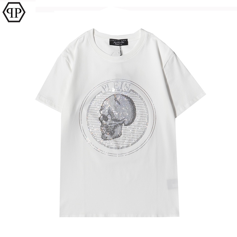 Áo Thun Cotton Tay Ngắn In Họa Tiết Philip PLEIN Thời Trang Unisex