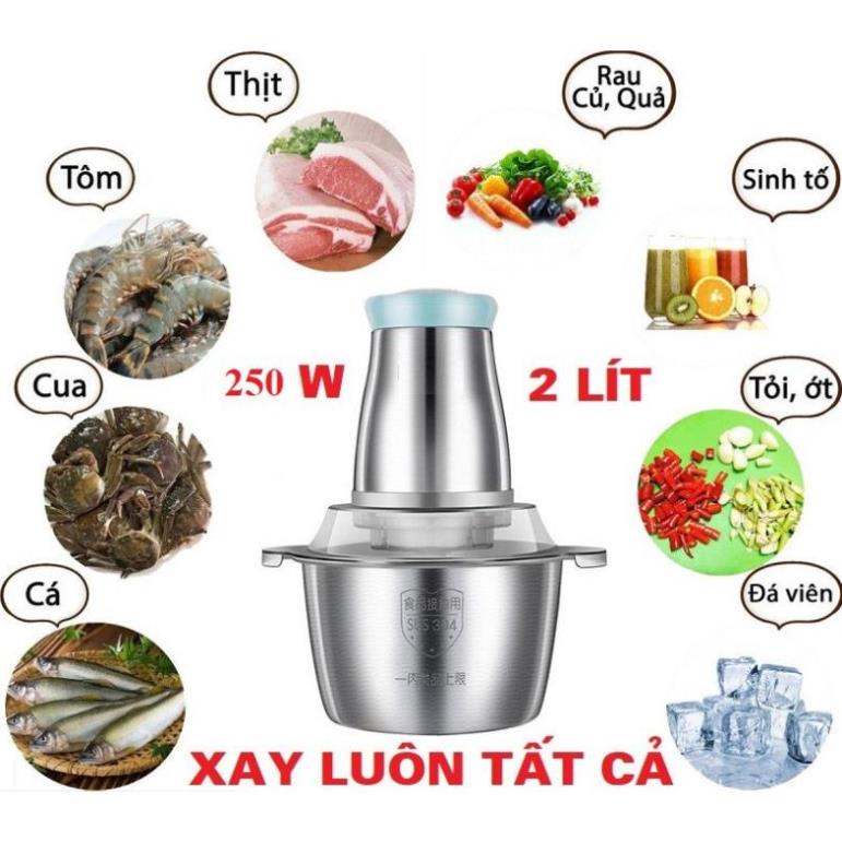 Máy xay thịt cầm tay đa năng gia đình cối Inox 4 lưỡi đa năng,công suất 250W  BN