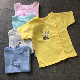 Áo sơ sinh cotton Tay Ngắn Cài Lệch Màu Thái Hà Thịnh, chất vải 100% cotton cao cấp, mềm, mịn, thoáng mát