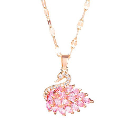 Dây Chuyền Thiên Nga Đính Đá Nhân Tạo Titan Ko Đen TT 3184