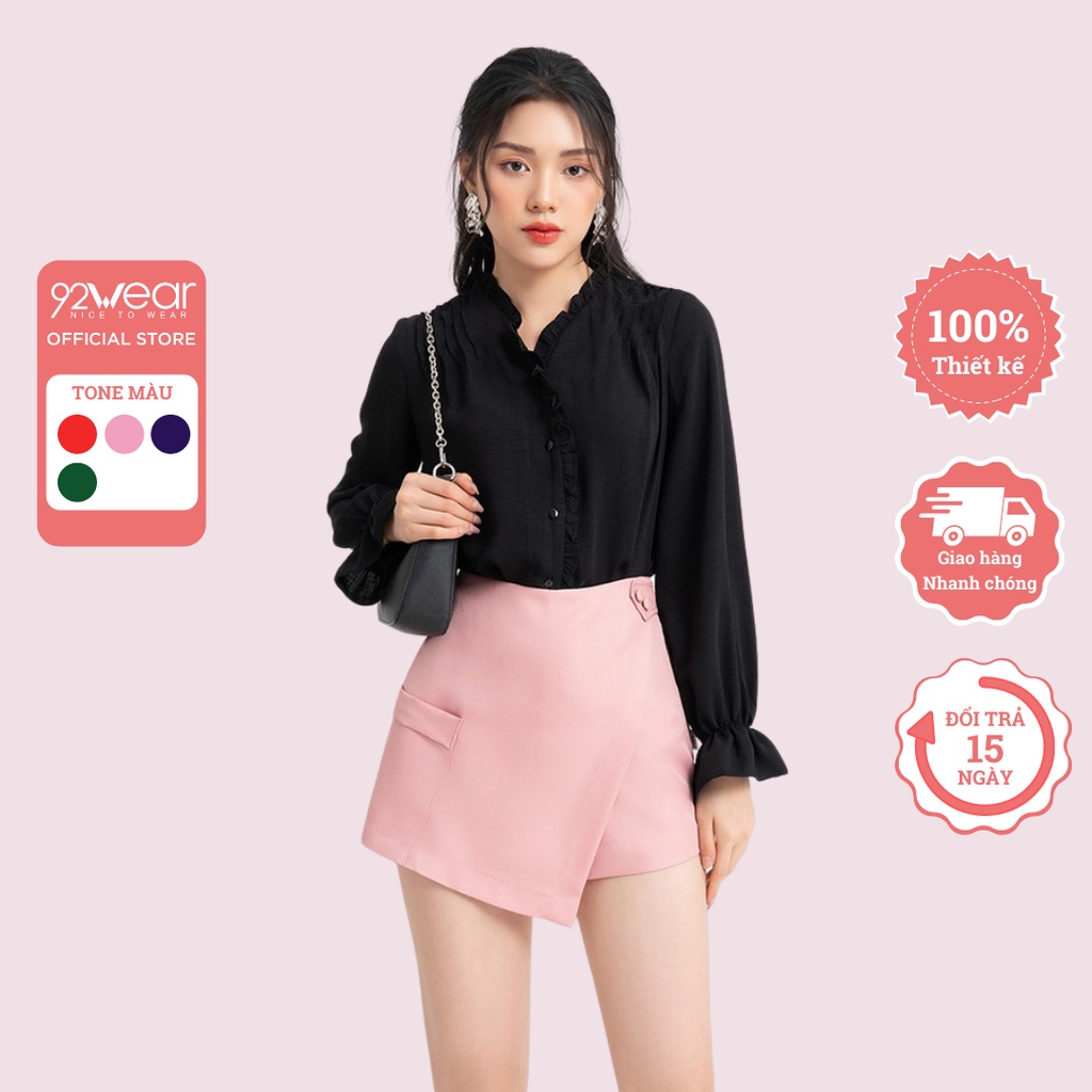 Quần short nữ 92WEAR 4 MÀU, đủ size, sooc xẻ tà túi ốp SVW0836