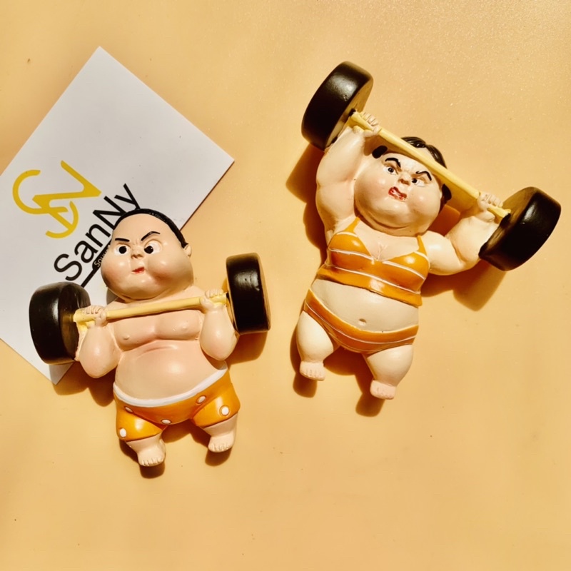 Nam châm hít trang trí tủ lạnh hình đôi nam nữ nâng tạ