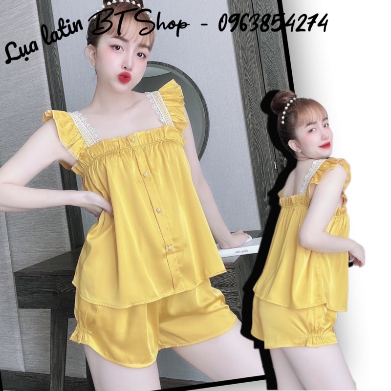 Đồ ngủ mặc nhà lụa latin trơn đùi freesize 42-57kg