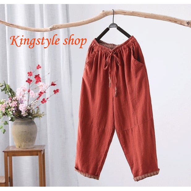 Quần Baggy Đũi Xước Nữ Lưng Thun Thời Trang Ống Rộng Giá Tốt Nhất Kingstyle shop