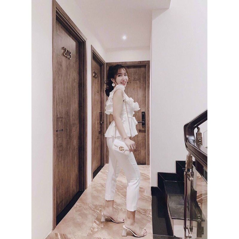 TSL- Set Bộ Nữ Bèo Vai Cột Nơ Eo Thời Trang Gautier -Trẻ Trung Năng Động -Onesize Dưới 52kg TASA (đen, hồng, vàng, trắng
