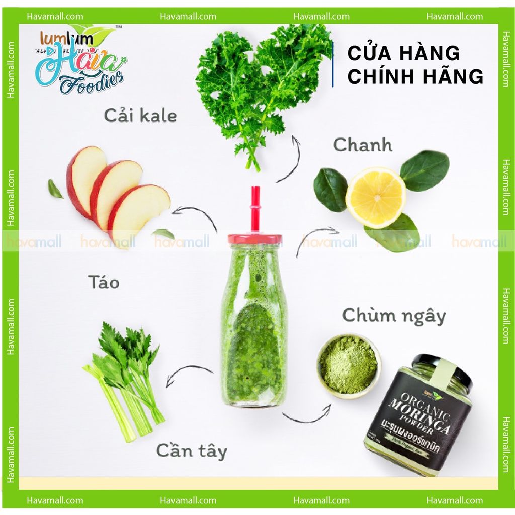 [HÀNG CHÍNH HÃNG] Tinh Bột Chùm Ngây Lumlum 150gr - Organic Moringa Powder