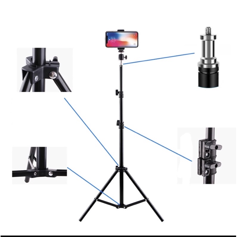 Giá đỡ điện thoại-Tripod quay TikTok chân đèn livestream chân đỡ máy ảnh cứng bền đẹp