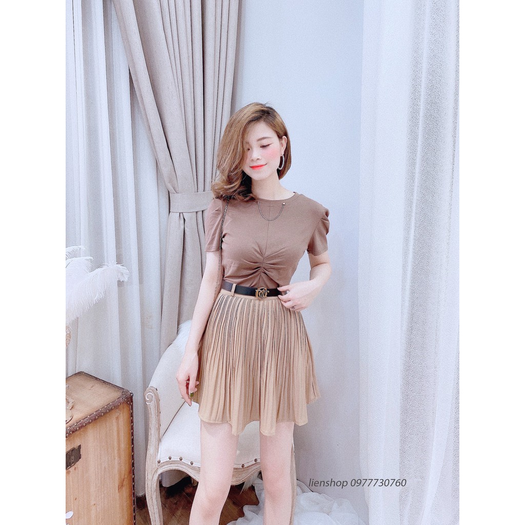 [ ảnh tự chụp ] chân váy ngắn xếp ly nữ kèm belt | BigBuy360 - bigbuy360.vn