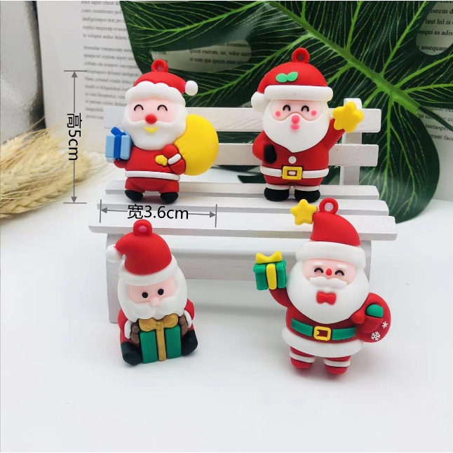 Mô hình cây thông Noel, ông già Santa, người tuyết, làm móc khóa, trang trí tiểu cảnh, terrarium, DIY