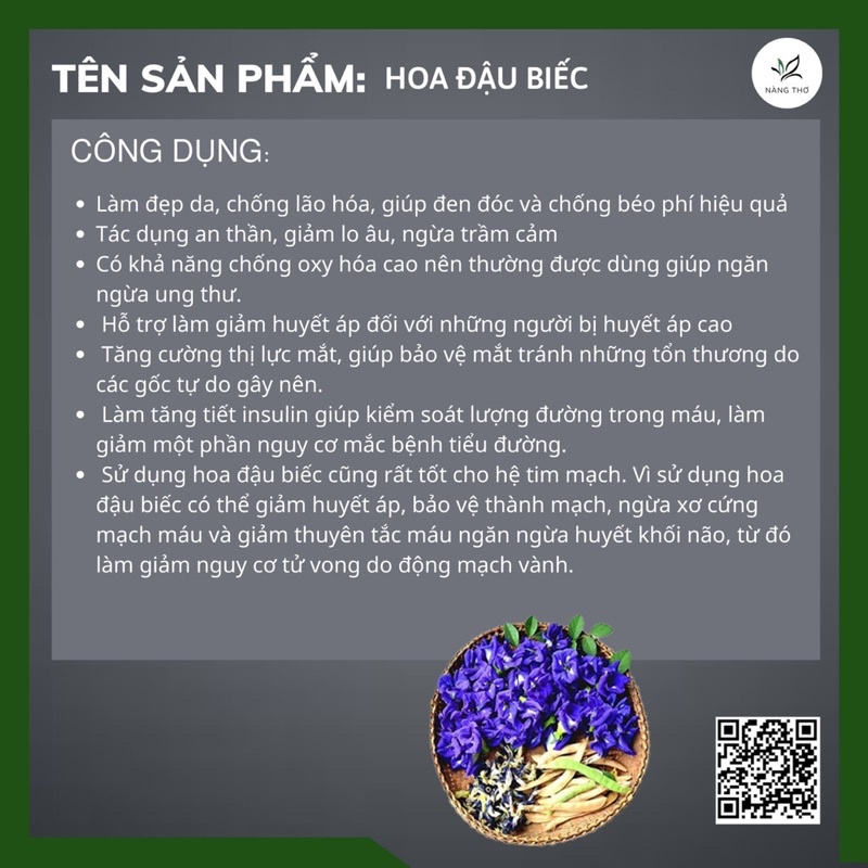 ✅[HÀNG LOẠI 1] Trà Hoa Đậu Biếc 100gr Sấy Khô Nguyên Bông Chính Hãng Thảo Mộc Thảo Mộc Thiên Nhiên Nàng Thơ