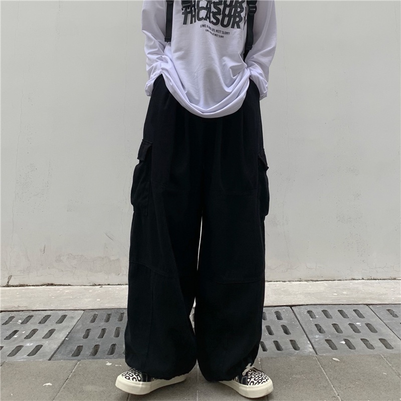 Quần ống rộng Phong Cách Hip Hop Nhật Bản Thời Trang Xuân Thu Cho Nam quần ống rộng đi học quần kaki ống rộng