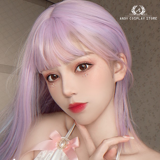 [CÓ SẴN] Tóc giả/ Wig teen mix màu tím xanh hồng Hengji