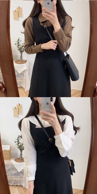 (Order) VÁY YẾM DÂY DÁNG XOÈ A STYLE ULZZANG HÀN QUỐC MÙA THU