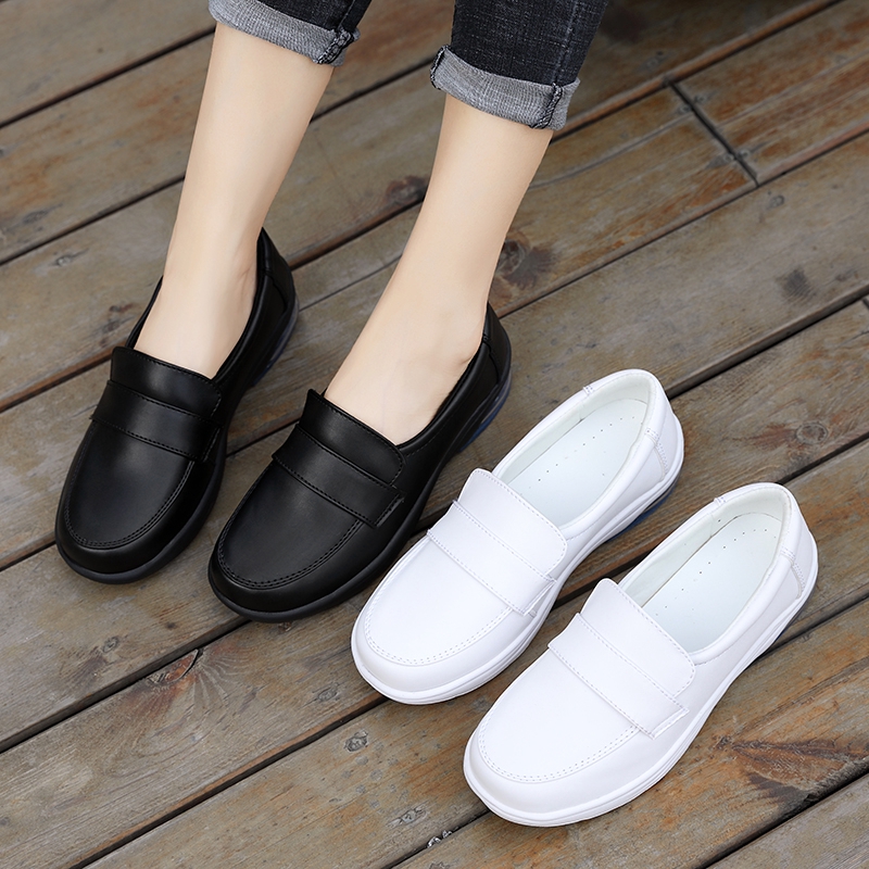 Giày Thể Thao Đế Xuồng Thoáng Khí Màu Trắng Đen Size 35-42 Cho Nữ