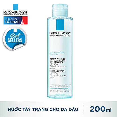 [CHÍNH HÃNG 100%] Nước làm sạch sâu và tẩy trang da dầu nhạy cảm La Roche-Posay Micellar Water 200ml