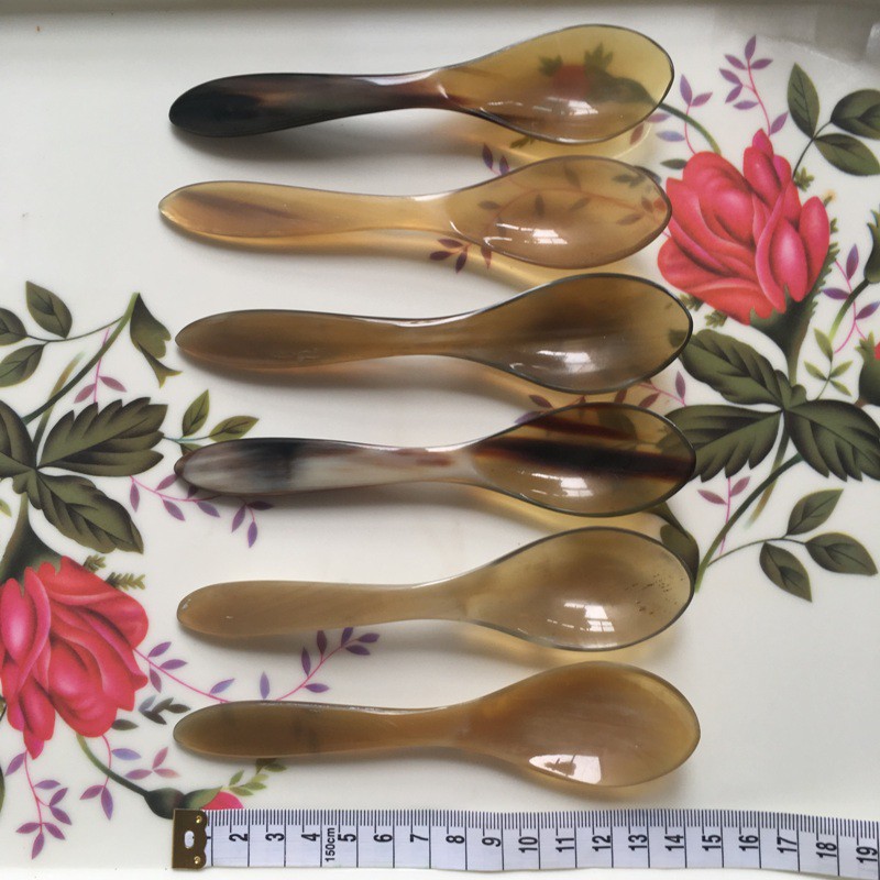 Thìa sừng trâu cao cấp (SS01: 01 chiếc thân trơn màu tự nhiên)