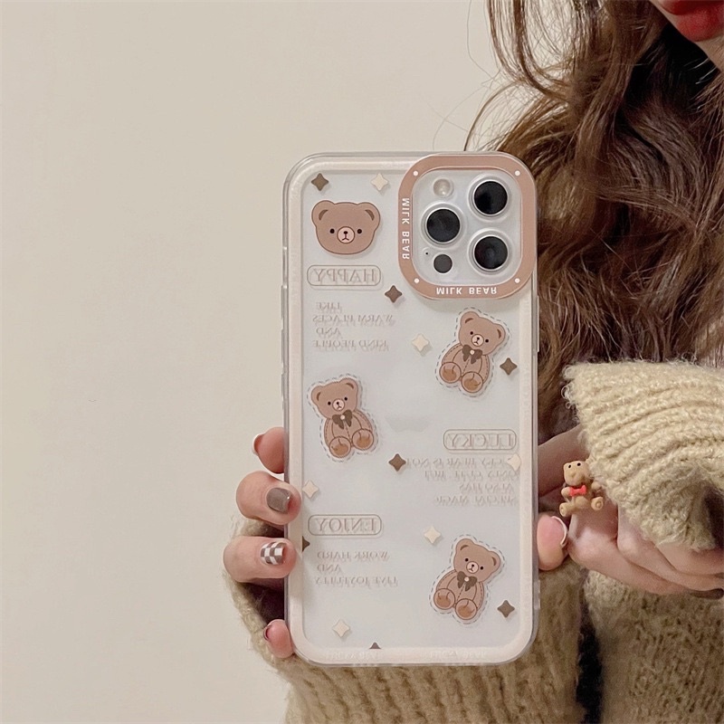 (SIÊU RẺ) Ốp lưng iphone gấu milk be viền trắng nâu cam 7plus/8/8plus/x/xr/xs/11/12/13/pro/max/plus/promax