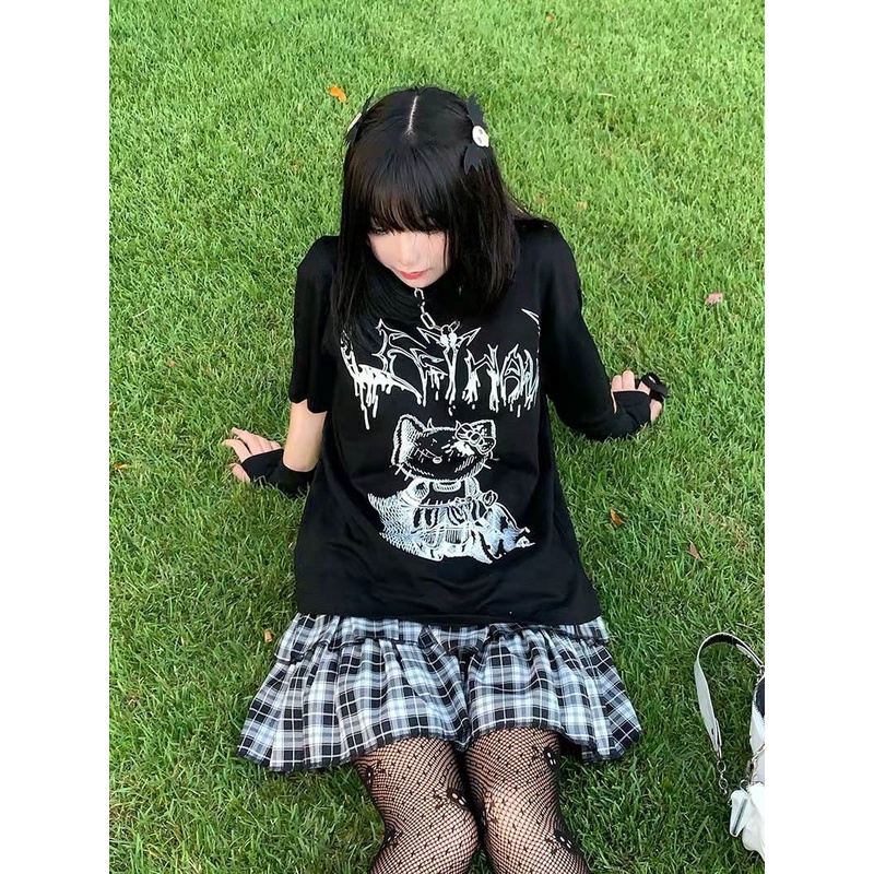 Áo Thun Dáng Rộng Tay Ngắn Mềm Mại Ngọt Ngào Phong Cách Nhật Bản Cho Nữ Y2k