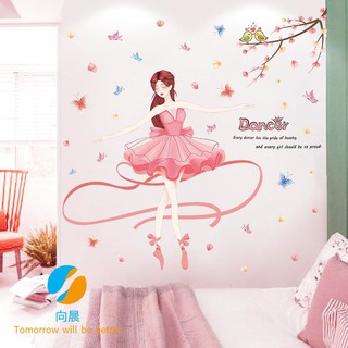 Miếng dán tường hình bé gái múa dùng trang trí phòng ngủ độc đáo