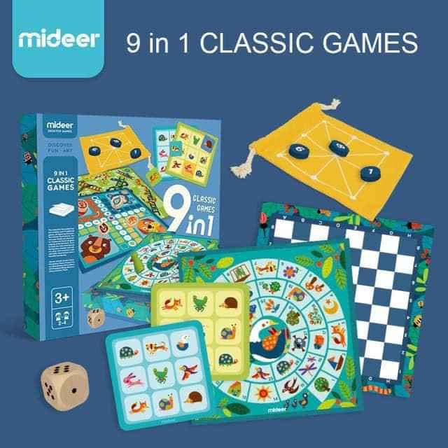 BỘ TRÒ CHƠI CỔ ĐIỂN CLASSIC BOARD GAME 9in1 hãng Mideer