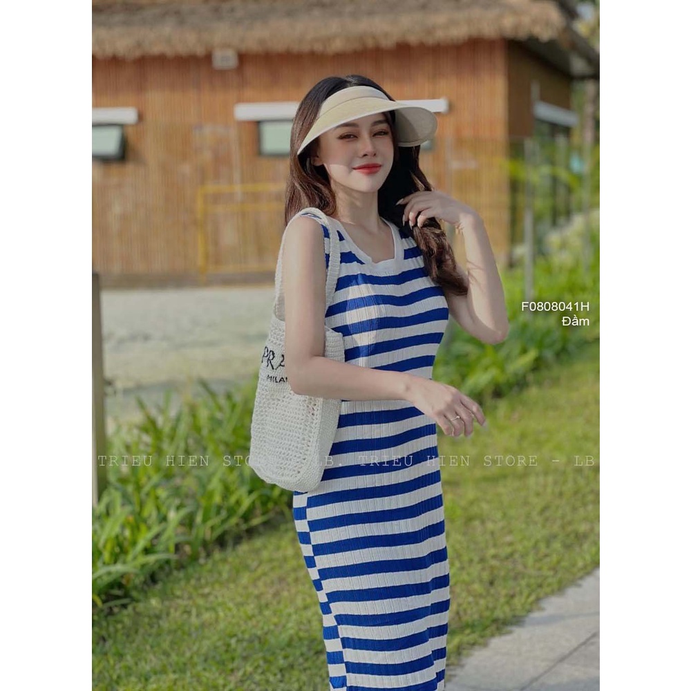 Đầm body len phối sọc sát nách hàng QC!