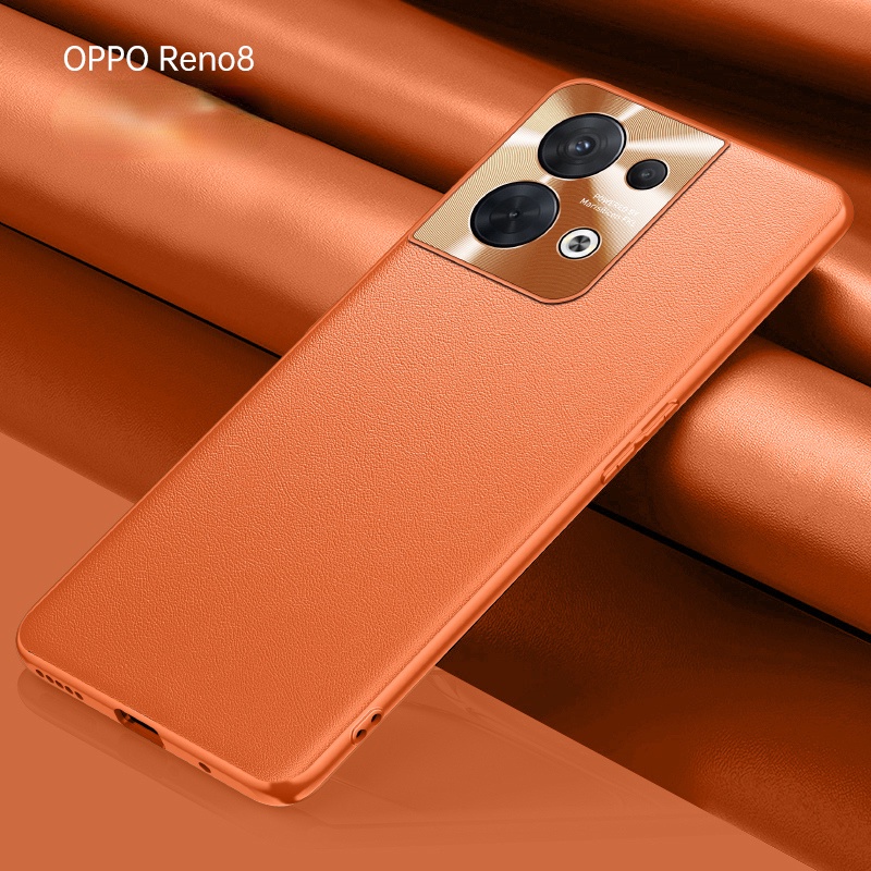 Ốp Điện Thoại Da Có Khung Bảo Vệ Camera Bằng Kim Loại Cho Oppo Reno8 Pro 5G Reno 8 Pro Plus Reno 8