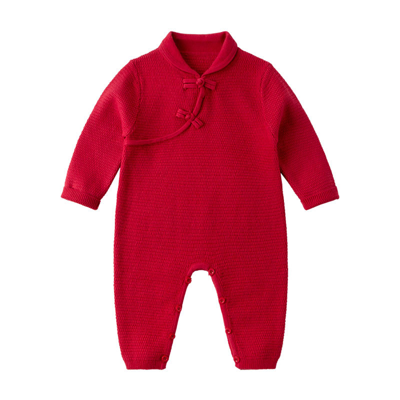 Baby Boy Underwear and Pyjamas Romper Jumpsuits Trung Quốc Gió đan Lớp phủ màu đỏ Lễ hội Hoa Kỳ Bị bắt quần áo Tuần lễ, Dịch vụ năm mới, Kỷ niệm, Dịch vụ hàng năm Tang Suit