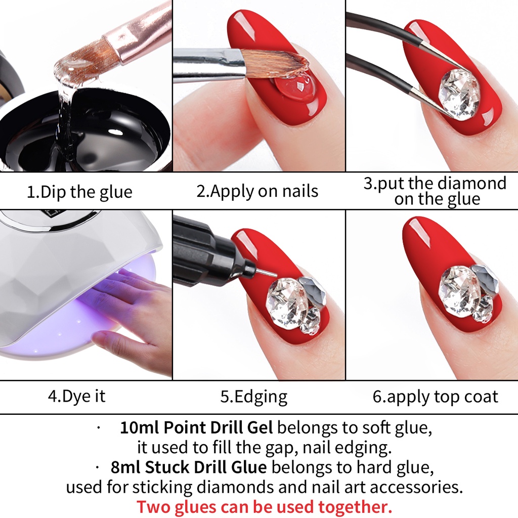 MONJA Bộ phụ kiện đính đá trang trí móng nghệ thuật gồm 3 món